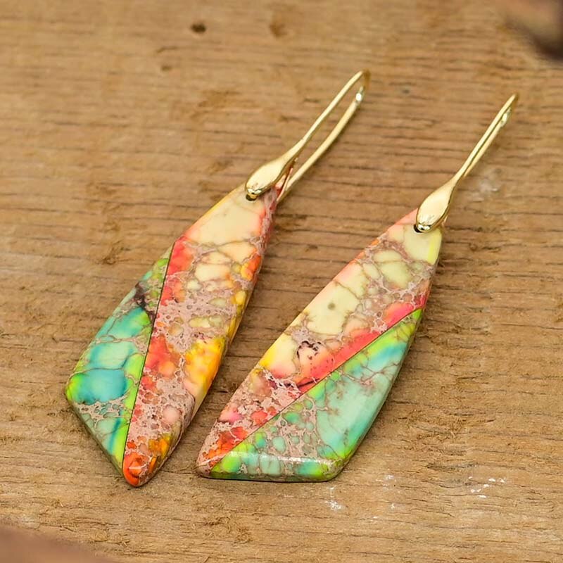Piece of Nature Emperor Stone Earrings - Drop Earrings - Pretland | Spiritual Crystals & Jewelry