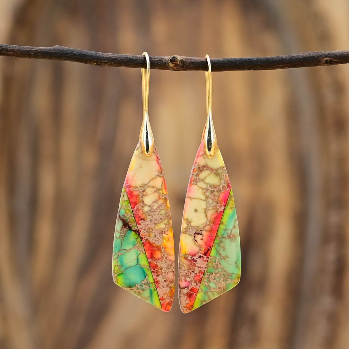 Piece of Nature Emperor Stone Earrings - Drop Earrings - Pretland | Spiritual Crystals & Jewelry