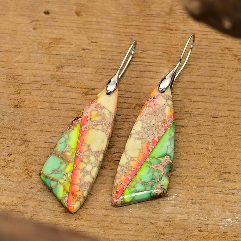 Piece of Nature Emperor Stone Earrings - Drop Earrings - Pretland | Spiritual Crystals & Jewelry
