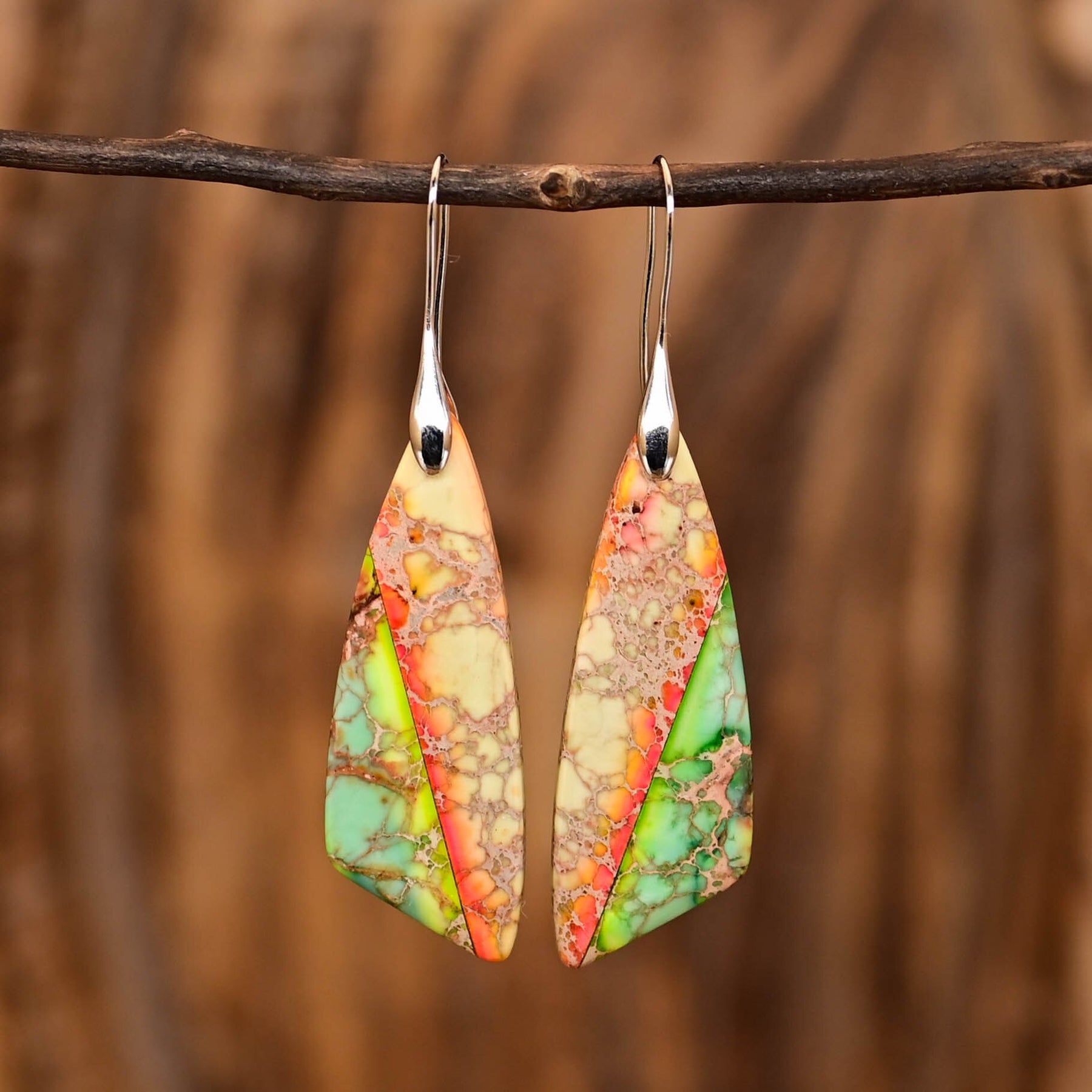 Piece of Nature Emperor Stone Earrings - Drop Earrings - Pretland | Spiritual Crystals & Jewelry