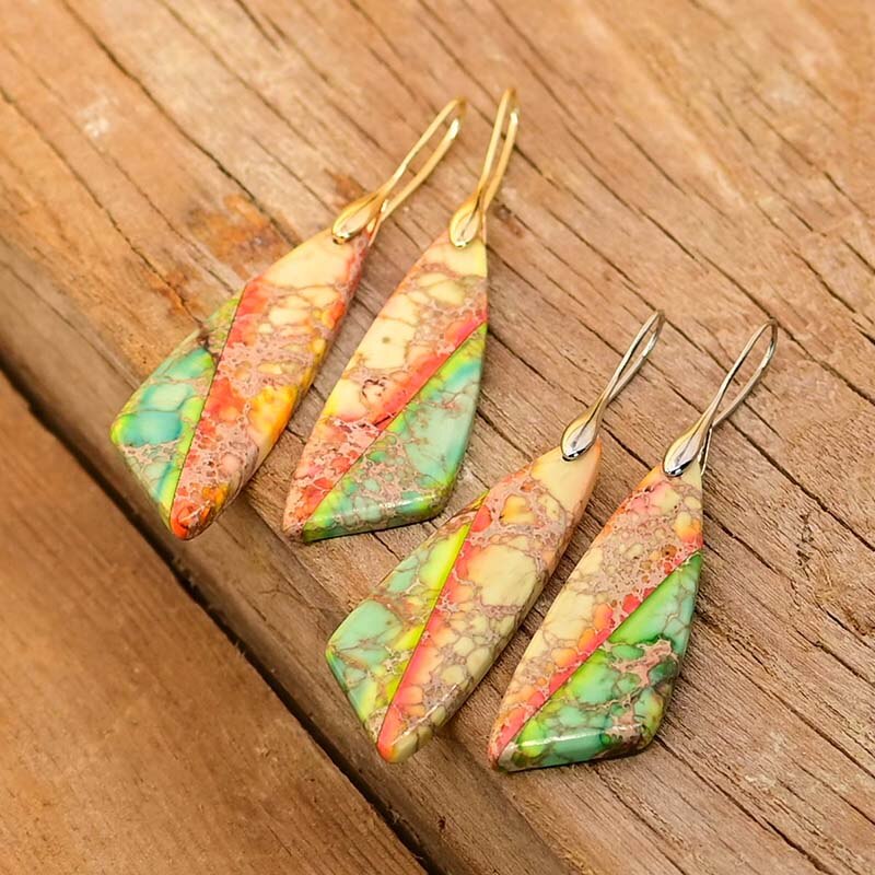 Piece of Nature Emperor Stone Earrings - Drop Earrings - Pretland | Spiritual Crystals & Jewelry