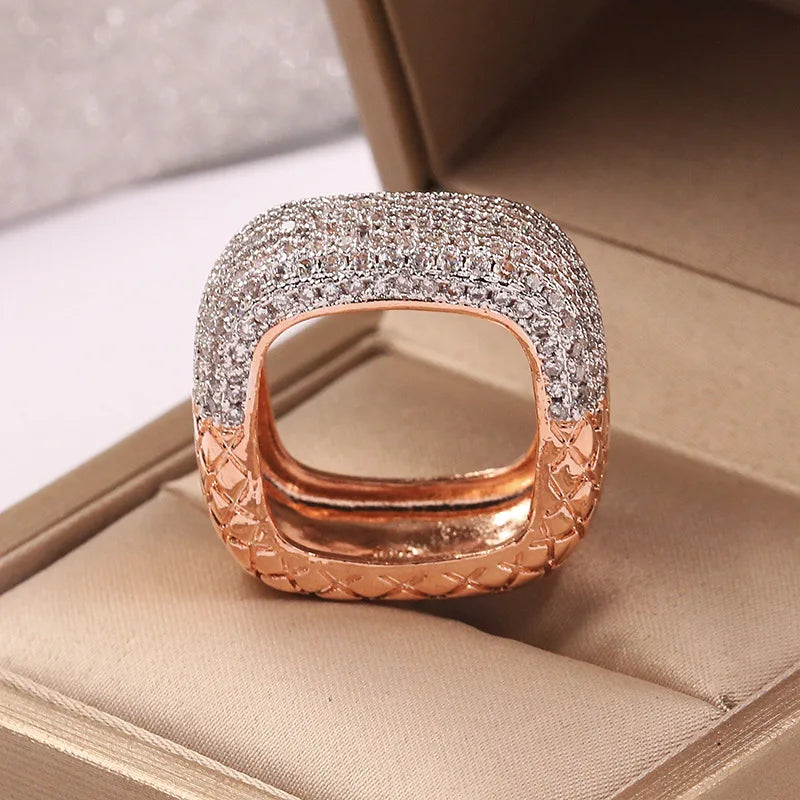 Divine Square Gold Plated Ring