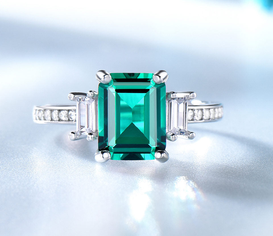 Gorgeous Emerald Sterling Silver Ring - Rings - Pretland | Spiritual Crystals & Jewelry