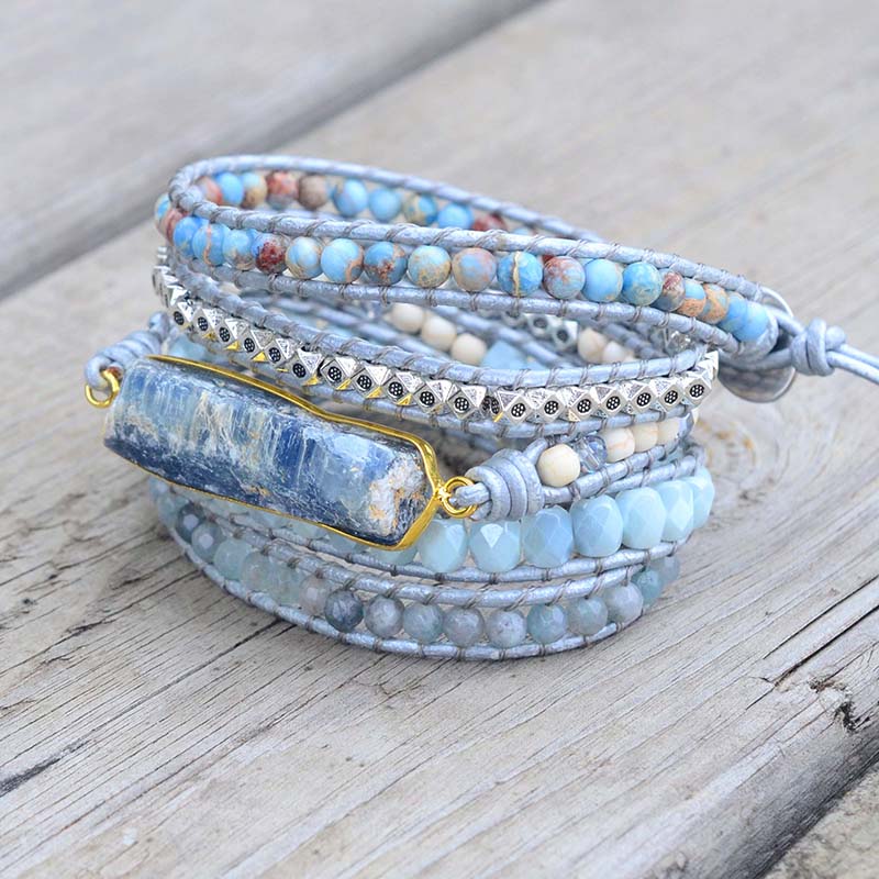 Spirit Blue Chakra Topaz Bracelet - Wrap Bracelets - Pretland | Spiritual Crystals & Jewelry