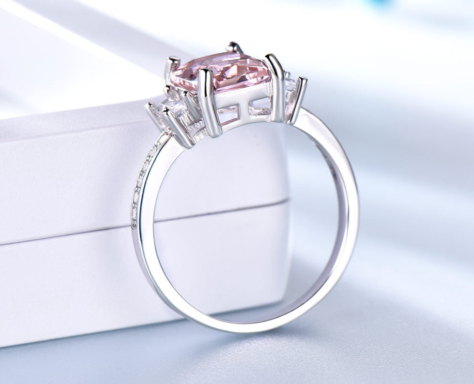 Gorgeous Morganite Sterling Silver Ring - Rings - Pretland | Spiritual Crystals & Jewelry