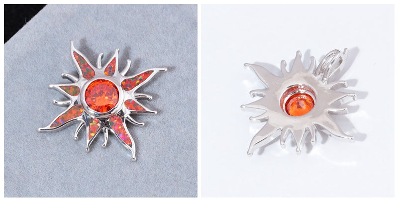 Sunstar Fire Opal Garnet Silver Necklace - Necklaces - Pretland | Spiritual Crystals & Jewelry