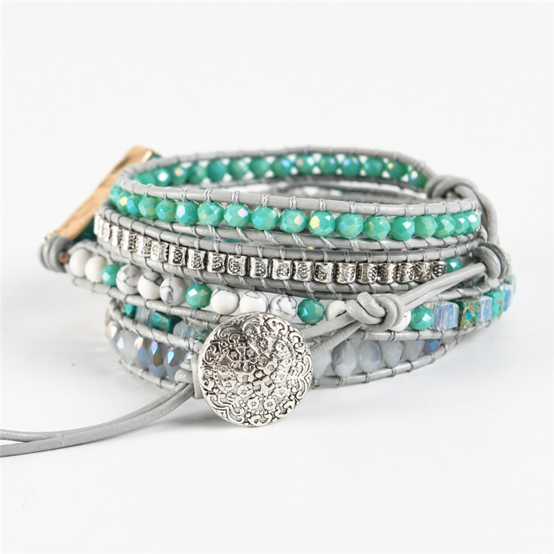 Sky Blue Imperial Jasper Bracelet - Wrap Bracelets - Pretland | Spiritual Crystals & Jewelry