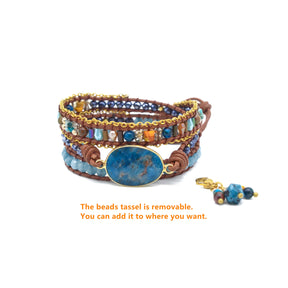 Happy Apatite Wrap Bracelet - Wrap Bracelets - Pretland | Spiritual Crystals & Jewelry