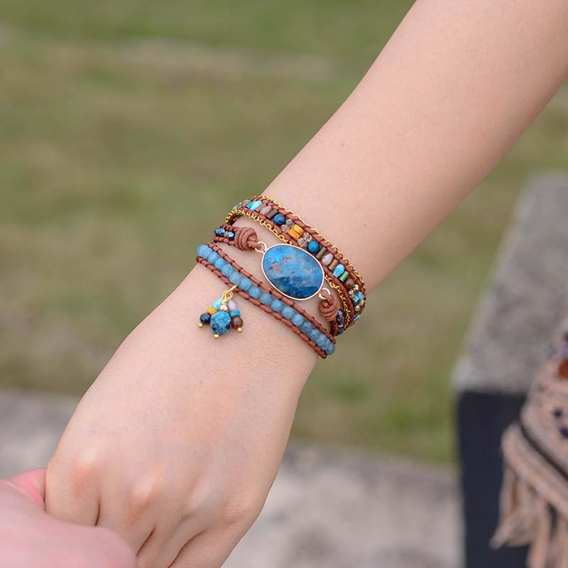 Happy Apatite Wrap Bracelet - Wrap Bracelets - Pretland | Spiritual Crystals & Jewelry