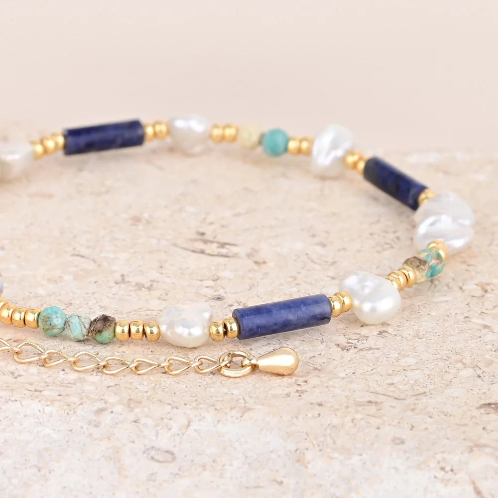 Chic Style Lapis Lazuli Stone Chain Bracelet