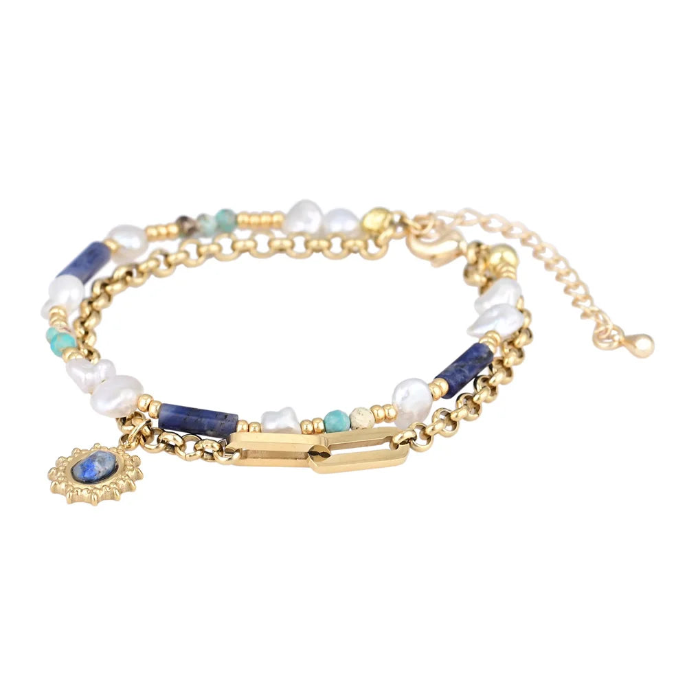 Chic Style Lapis Lazuli Stone Chain Bracelet
