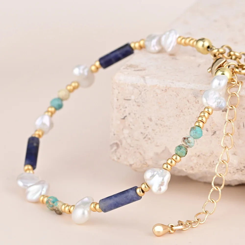Chic Style Lapis Lazuli Stone Chain Bracelet