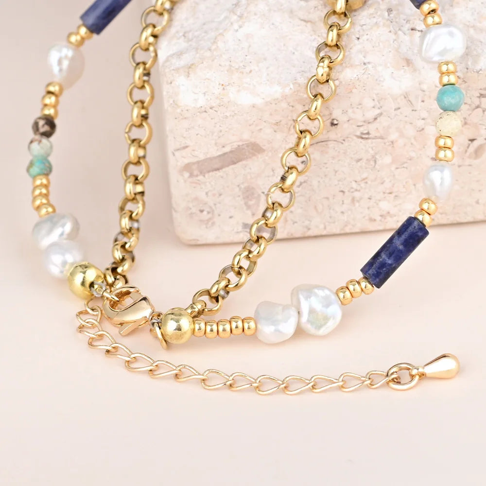 Chic Style Lapis Lazuli Stone Chain Bracelet