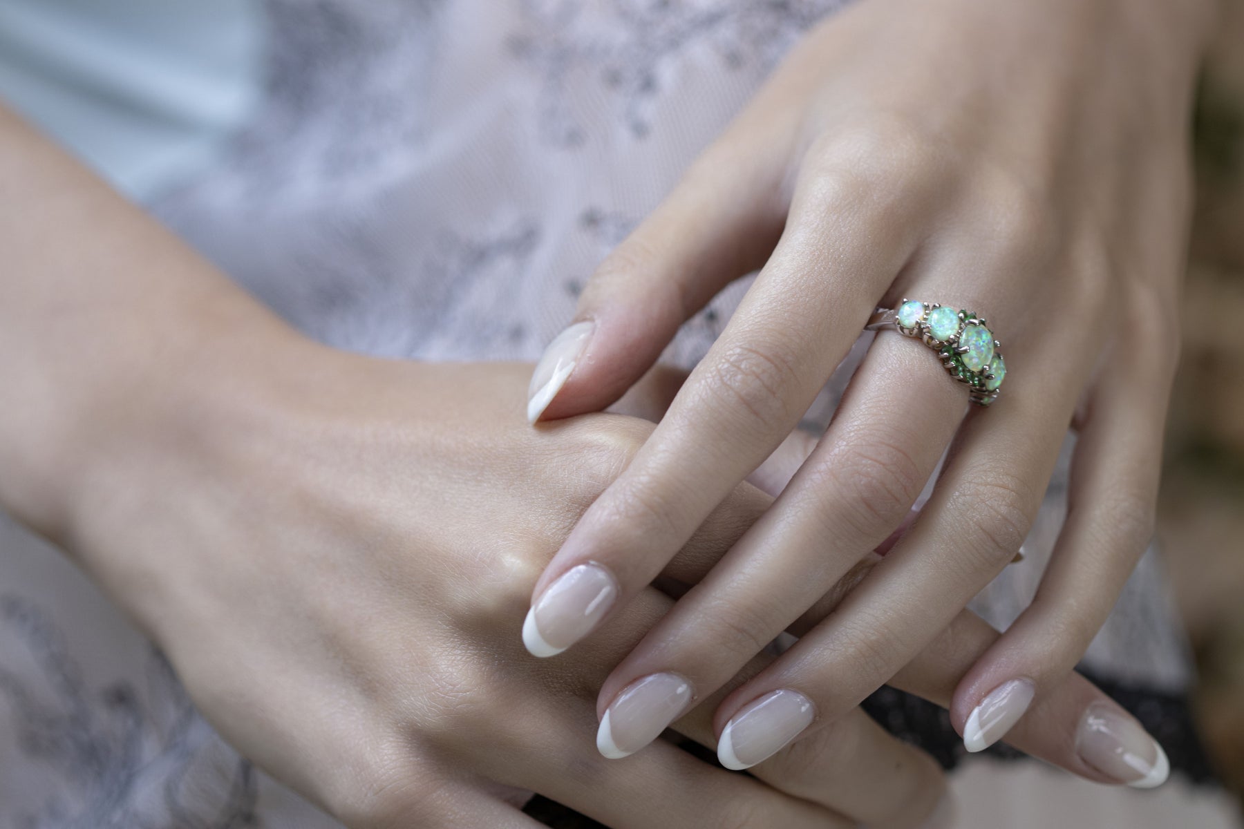 Green Opal Garnet Silver Ring - Rings - Pretland | Spiritual Crystals & Jewelry