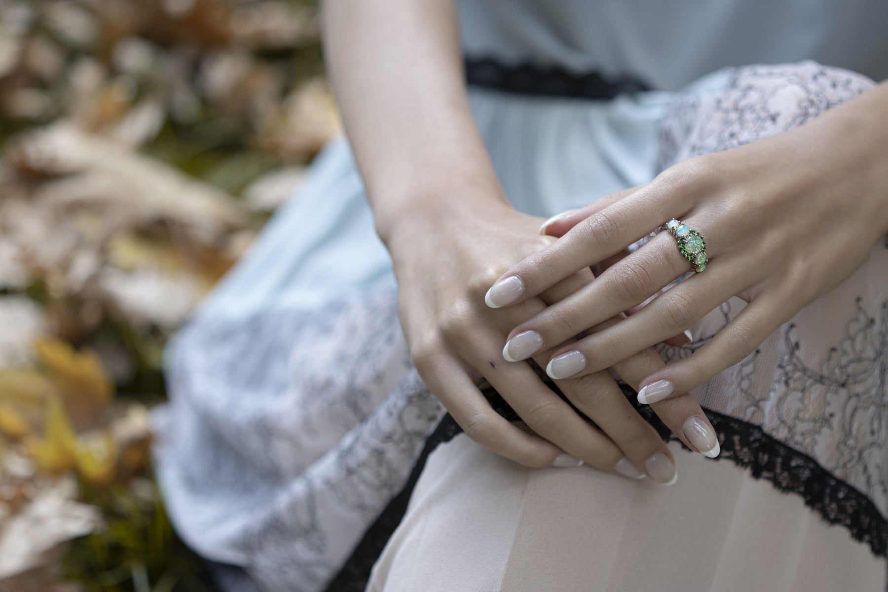 Green Opal Garnet Silver Ring - Rings - Pretland | Spiritual Crystals & Jewelry