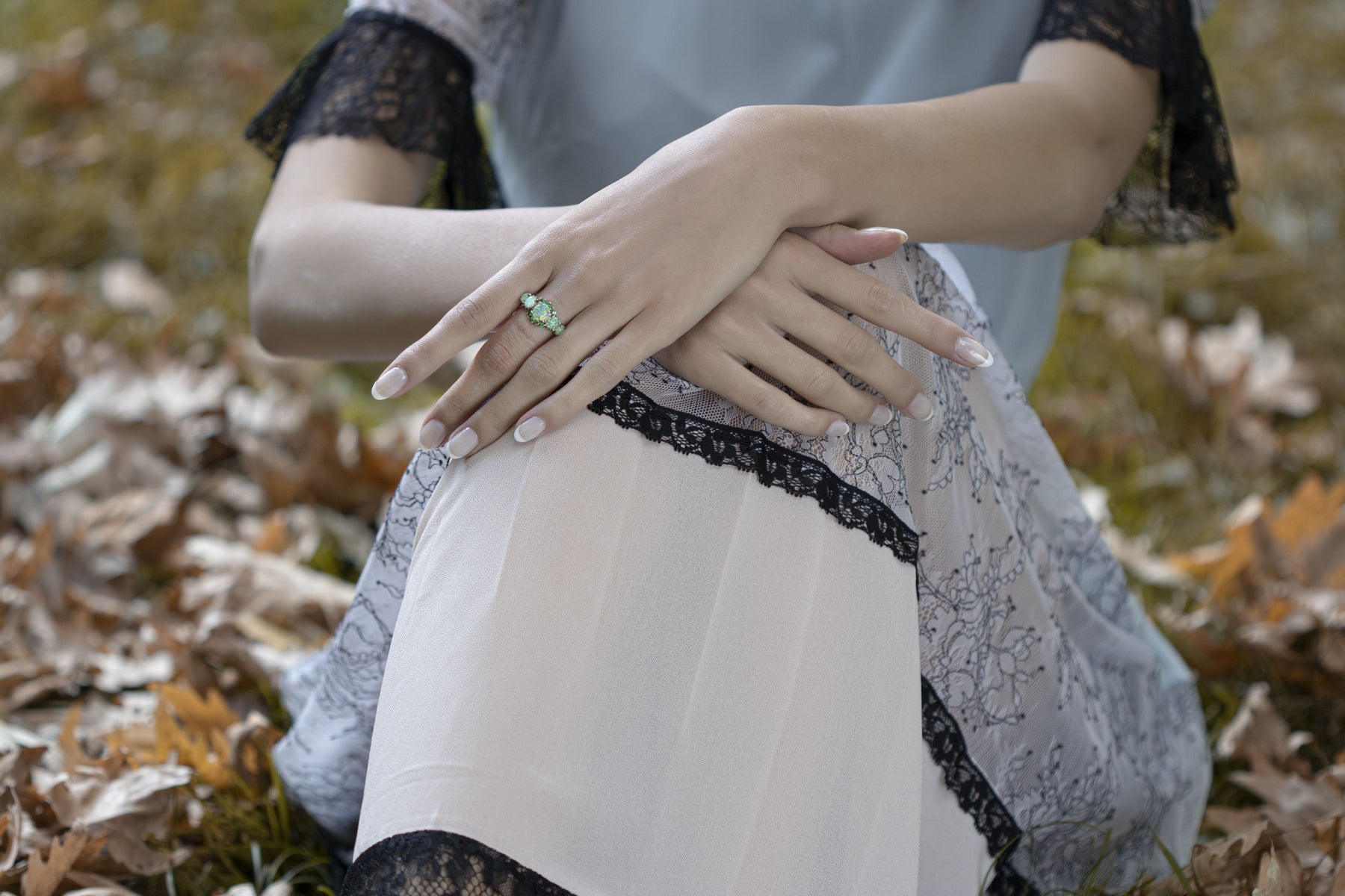 Green Opal Garnet Silver Ring - Rings - Pretland | Spiritual Crystals & Jewelry