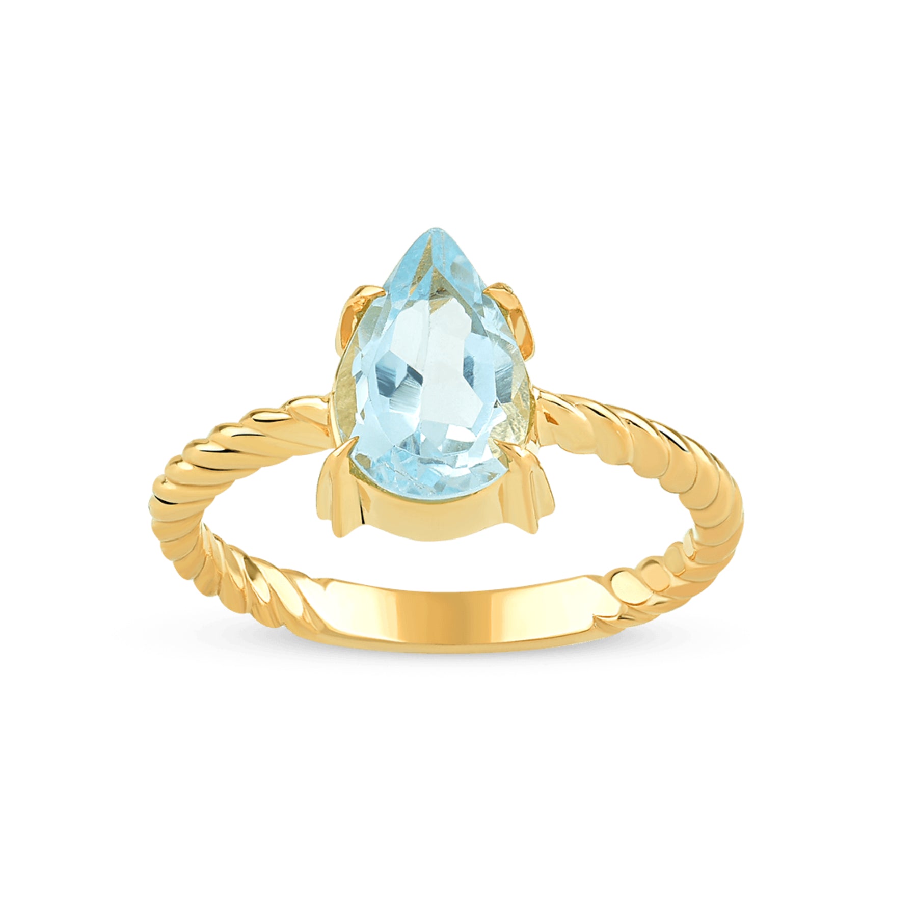 Intrecciata Blu Ghiaccio Topaz Gold Ring