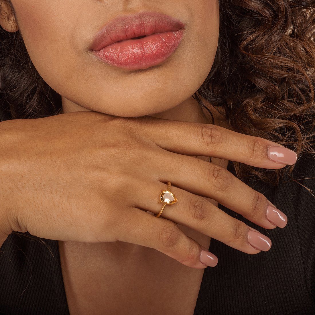 Intrecciata Citrine Gold Ring - Queen Glow Jewelry