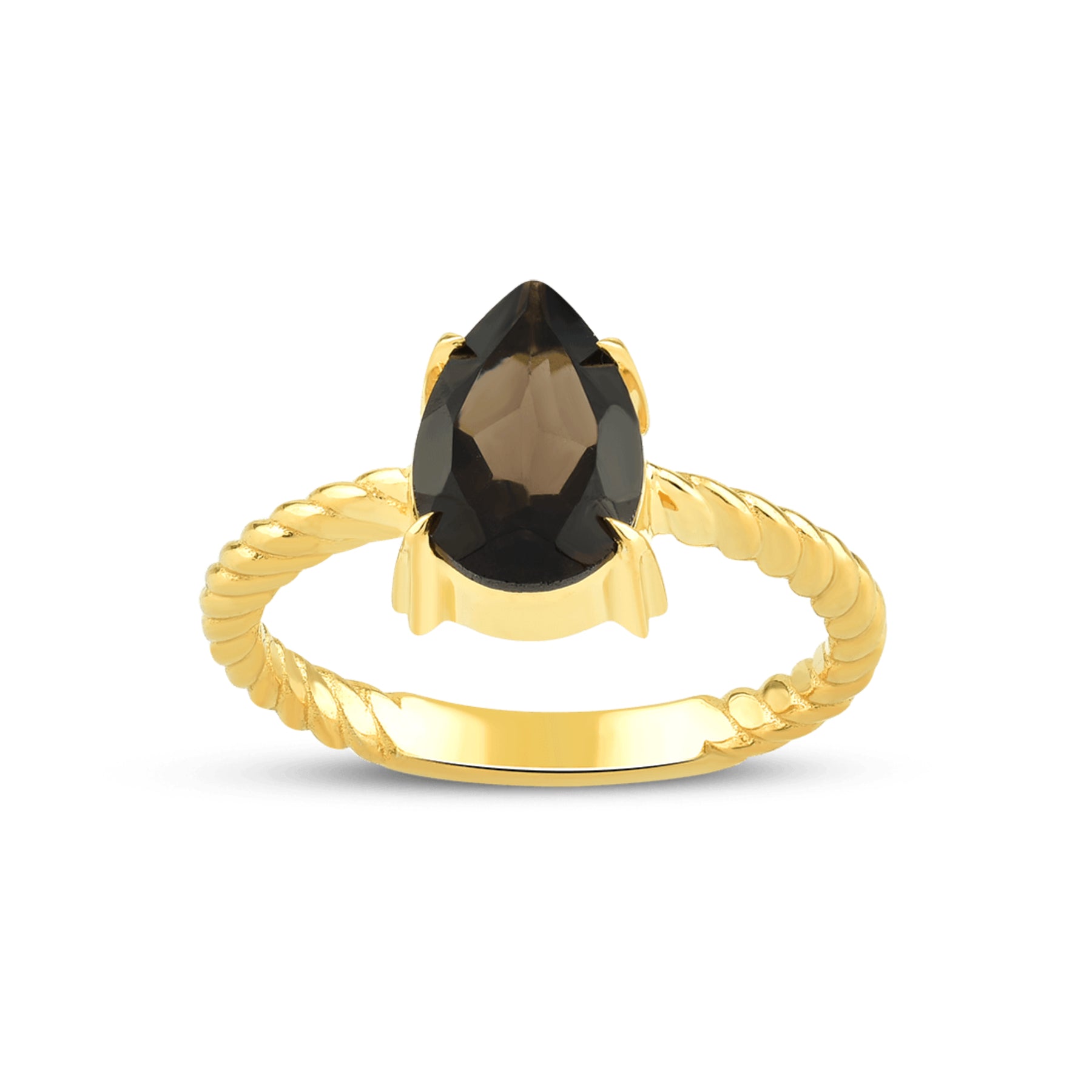 Intrecciata Nera Onyx Gold Ring