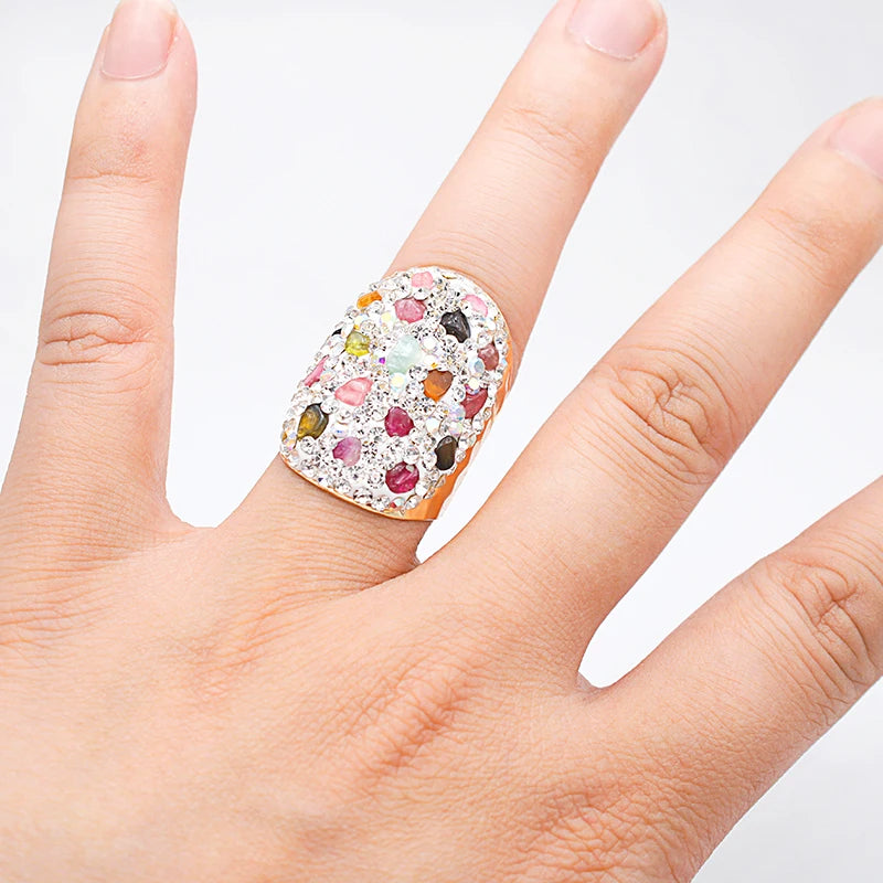 Gold Plated Rainbow Tourmaline Ring