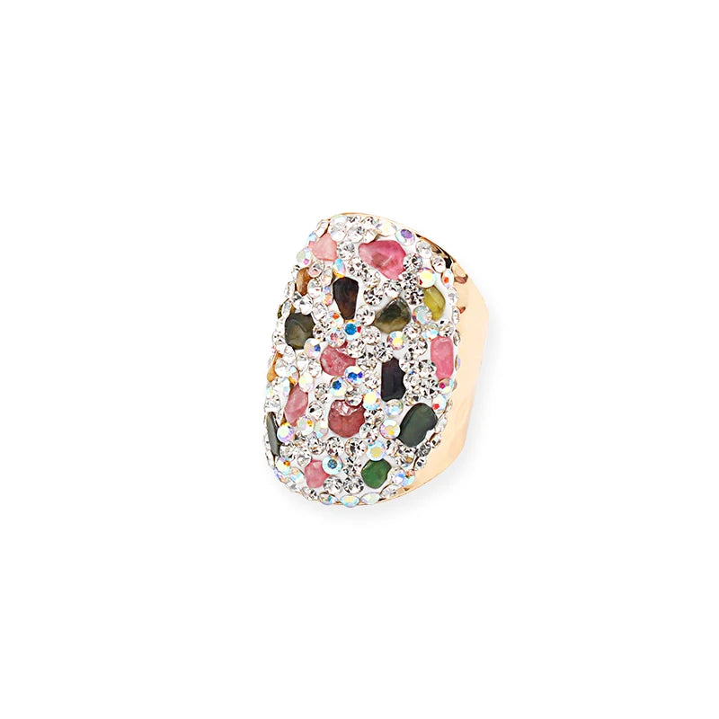 Gold Plated Rainbow Tourmaline Ring