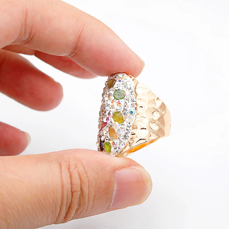 Gold Plated Rainbow Tourmaline Ring