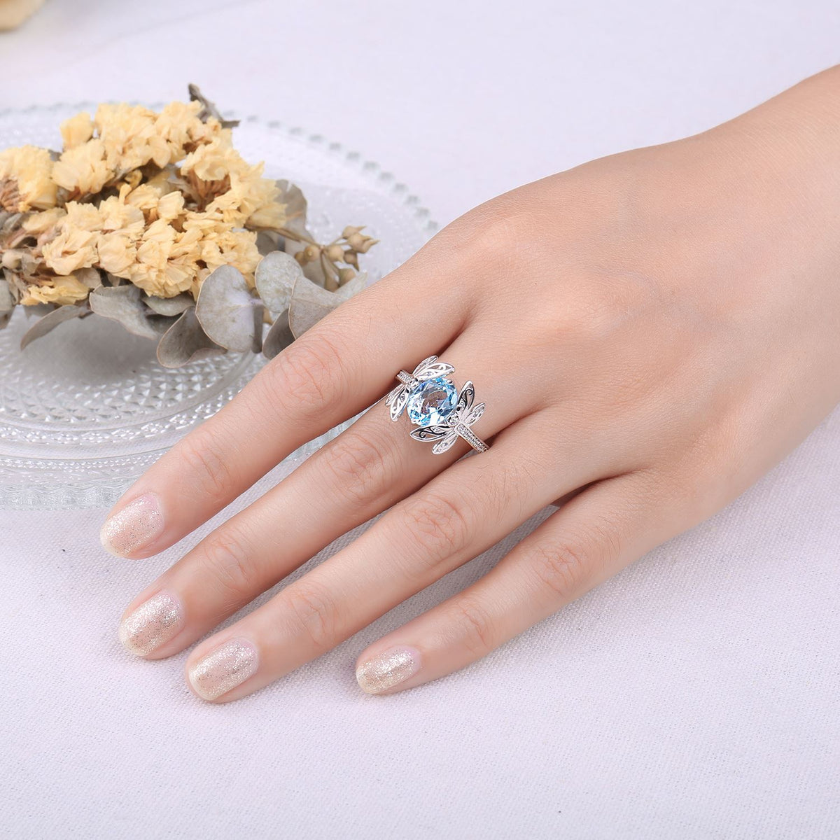 Dragonfly 3.6 Carat Blue Topaz Silver Ring