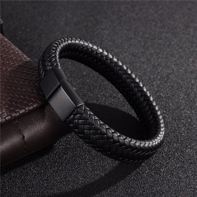 Genuine Leather Braided Bracelet - Bracelets - Pretland | Spiritual Crystals & Jewelry