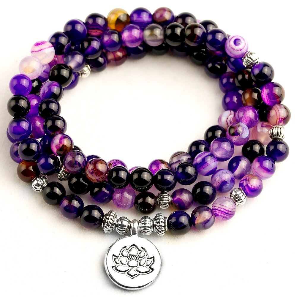 Purple Agate 108 Mala Bracelet - Bracelets - Pretland | Spiritual Crystals & Jewelry