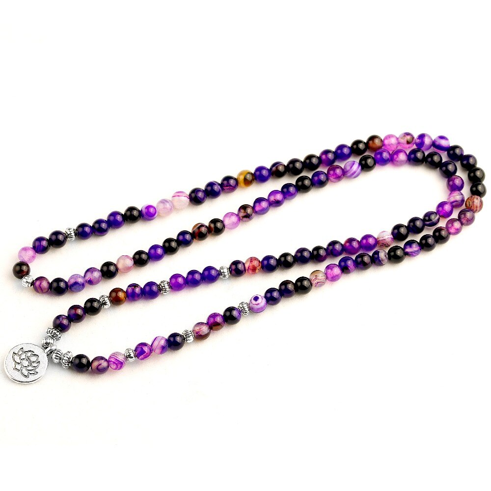 Purple Agate 108 Mala Bracelet - Bracelets - Pretland | Spiritual Crystals & Jewelry