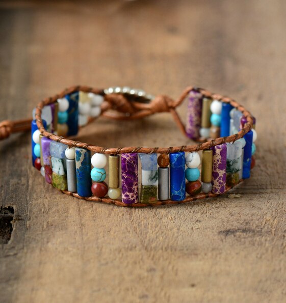 Natural Mixed Stone Tube Bracelet - Bracelets - Pretland | Spiritual Crystals & Jewelry