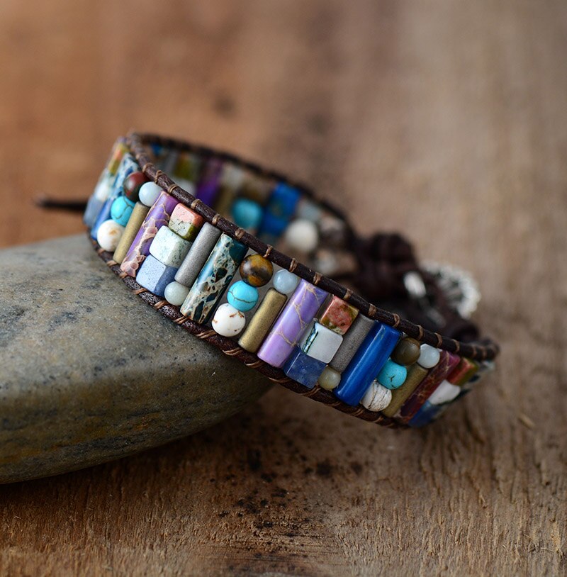 Natural Mixed Stone Tube Bracelet - Bracelets - Pretland | Spiritual Crystals & Jewelry