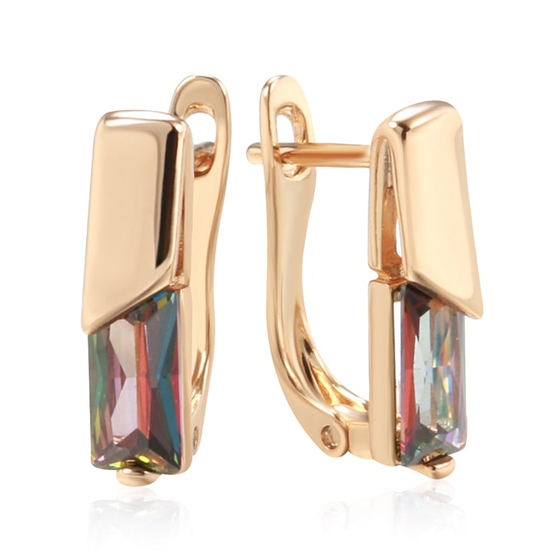 Chic Square Topaz 14K Rose Gold Earrings