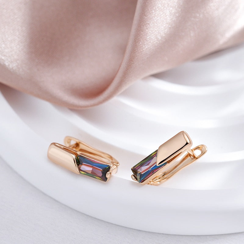 Chic Square Topaz 14K Rose Gold Earrings