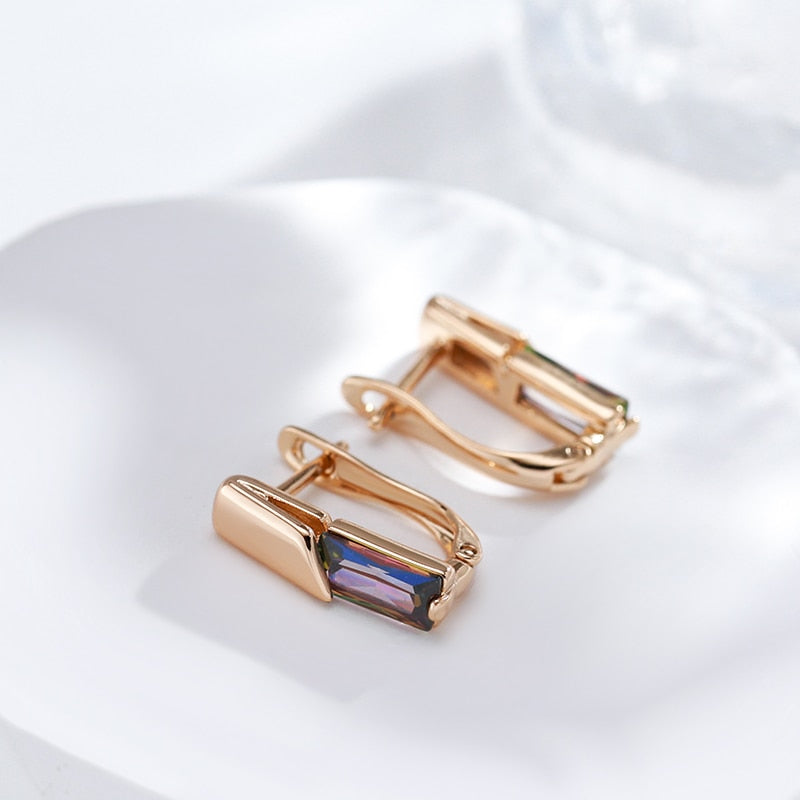 Chic Square Topaz 14K Rose Gold Earrings
