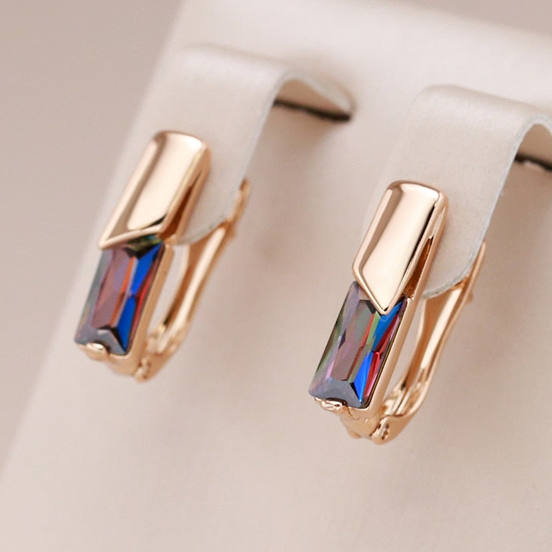 Chic Square Topaz 14K Rose Gold Earrings