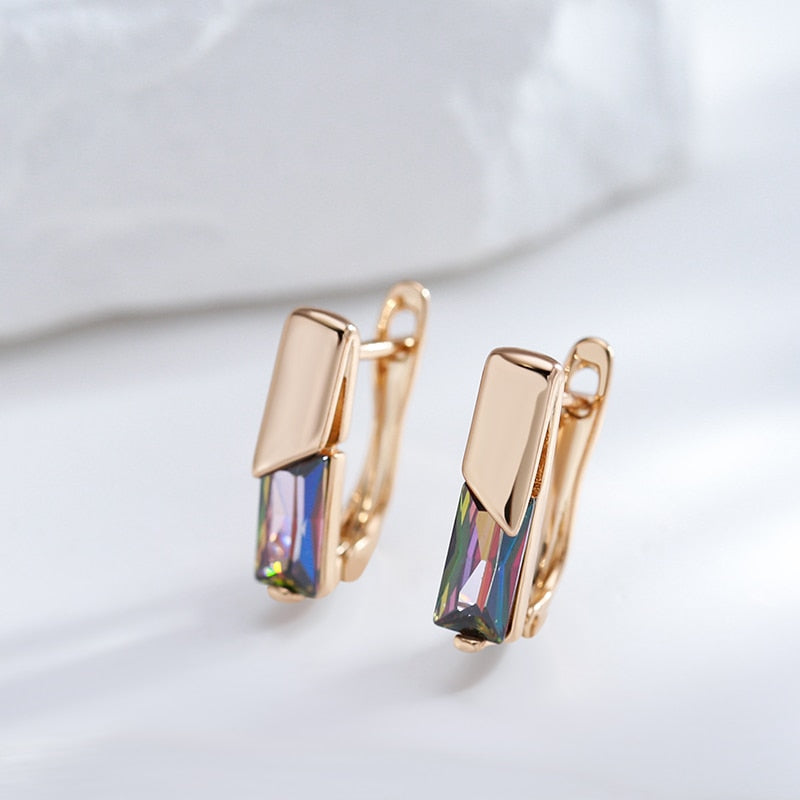 Chic Square Topaz 14K Rose Gold Earrings