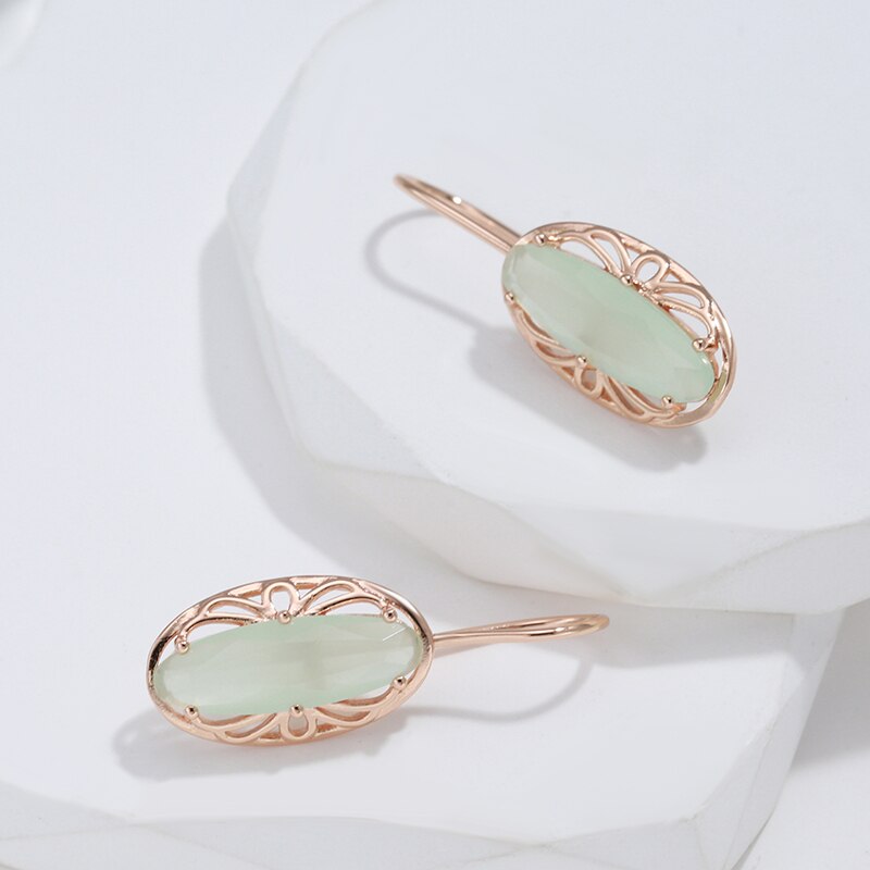 Vintage Peridotite Rose Gold Drop Earrings