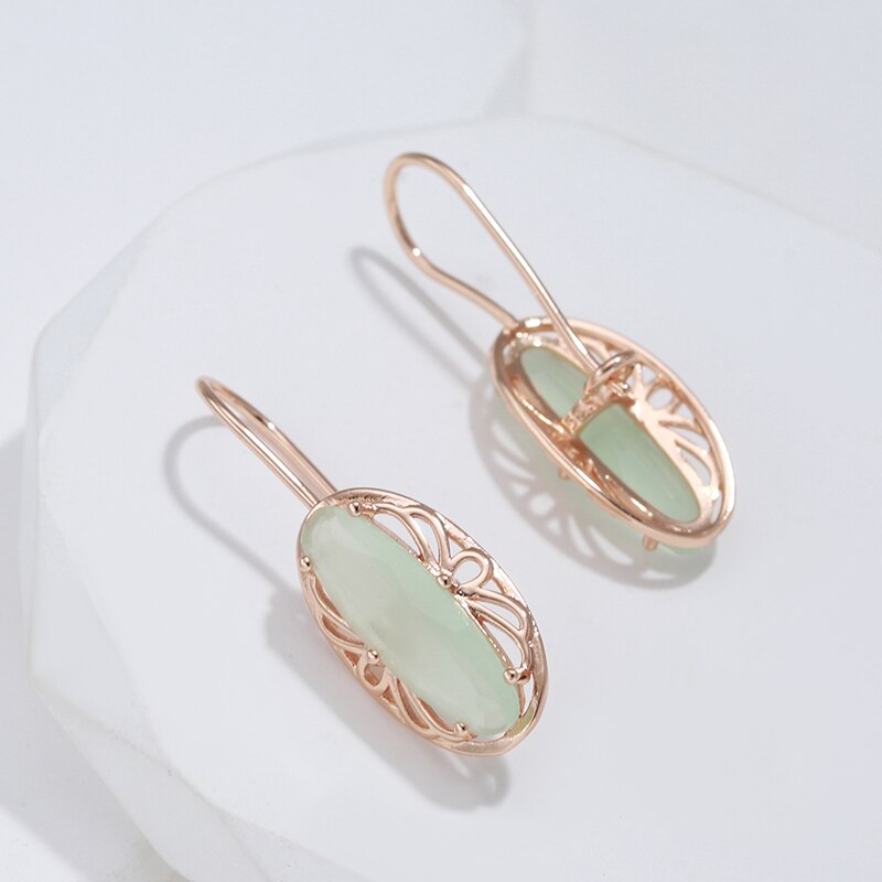 Vintage Peridotite Rose Gold Drop Earrings
