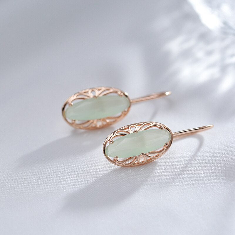 Vintage Peridotite Rose Gold Drop Earrings