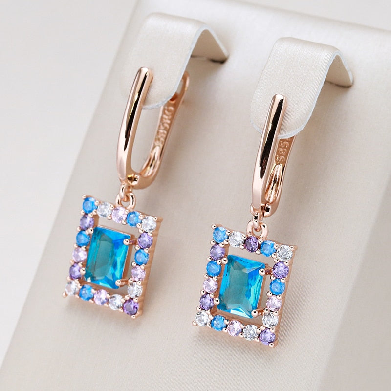 Chic Aquamarine 14K Rose Gold Earrings