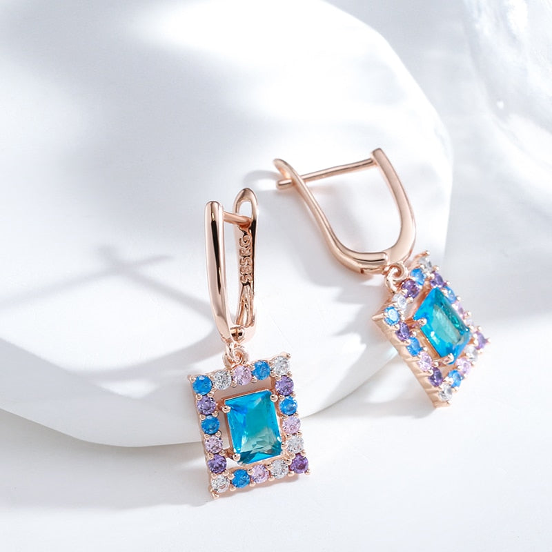 Chic Aquamarine 14K Rose Gold Earrings