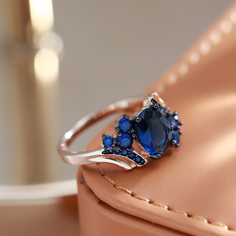 Stylish Sapphire 14K Rose Gold Ring