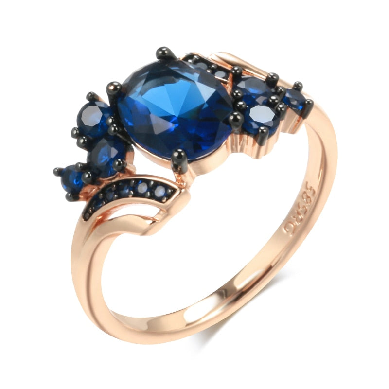 Stylish Sapphire 14K Rose Gold Ring