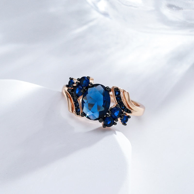 Stylish Sapphire 14K Rose Gold Ring