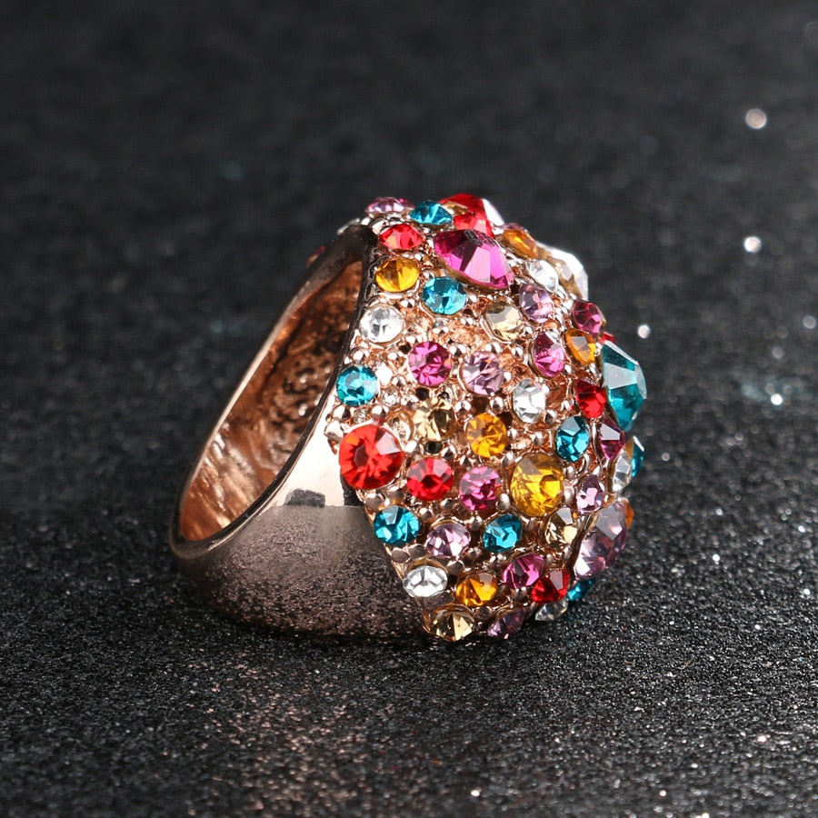 Vintage Chakra Stones 14K Rose Gold Ring
