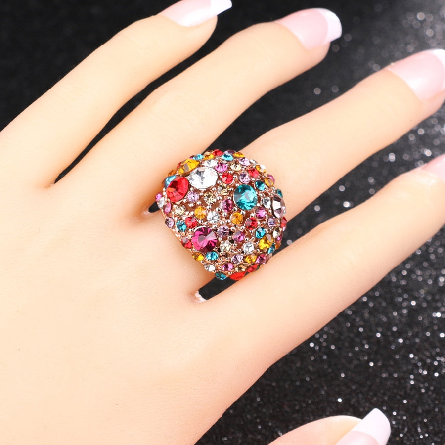 Vintage Chakra Stones 14K Rose Gold Ring