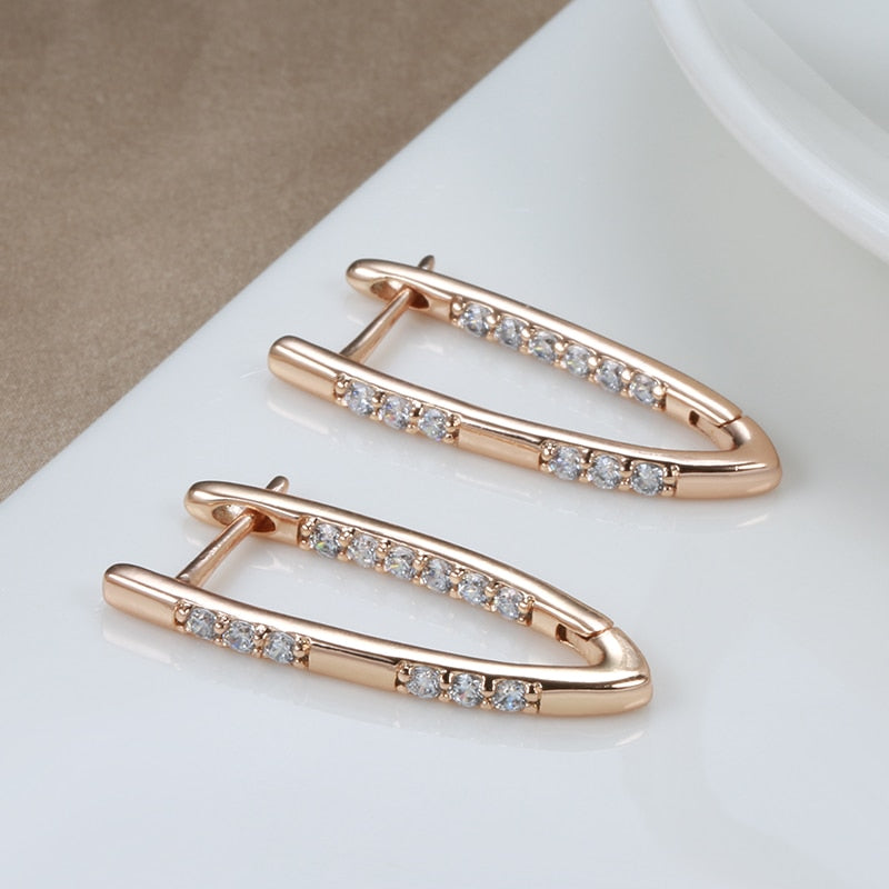 Chic Zircon 14K Rose Gold Plated Earrings