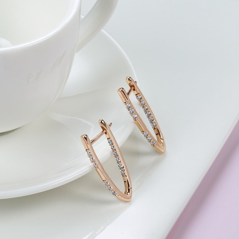 Chic Zircon 14K Rose Gold Plated Earrings