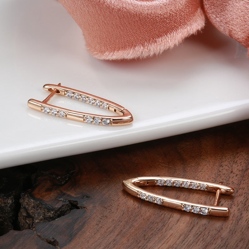 Chic Zircon 14K Rose Gold Plated Earrings